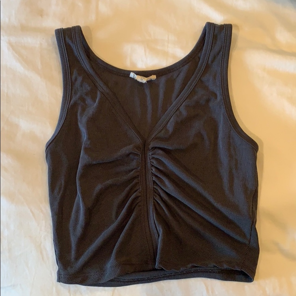 Urban outfitters grey/black crop top v neck